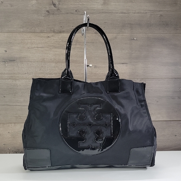 Tory Burch Handbags - Tory Burch Ella Black Nylon Tote with Patent Trim
